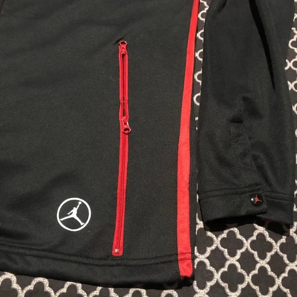 Jordan Mens Jumpman Warm Up Dri-Fit Track Jacket Size M Black Red Full Zip R14
